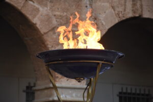 Τελετή υποδοχής της Ολυμπιακής φλόγας στο Ολυμπιακό Μουσείο Θεσσαλονίκης